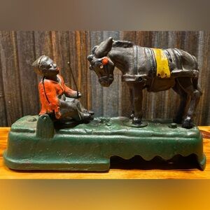 VINTAGE “I ALWAYS DID SPISE A MULE” CAST IRON MECHANICAL BANK